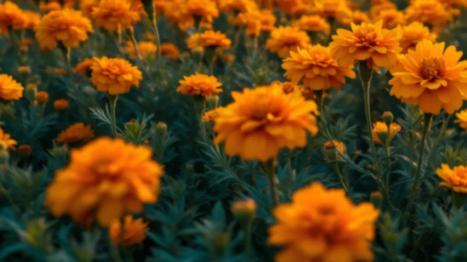 A field of orange marigold flowers at sunrise with soft rolling hills behind, the SaffronFunds view of small personal loans, $100 – $5,000